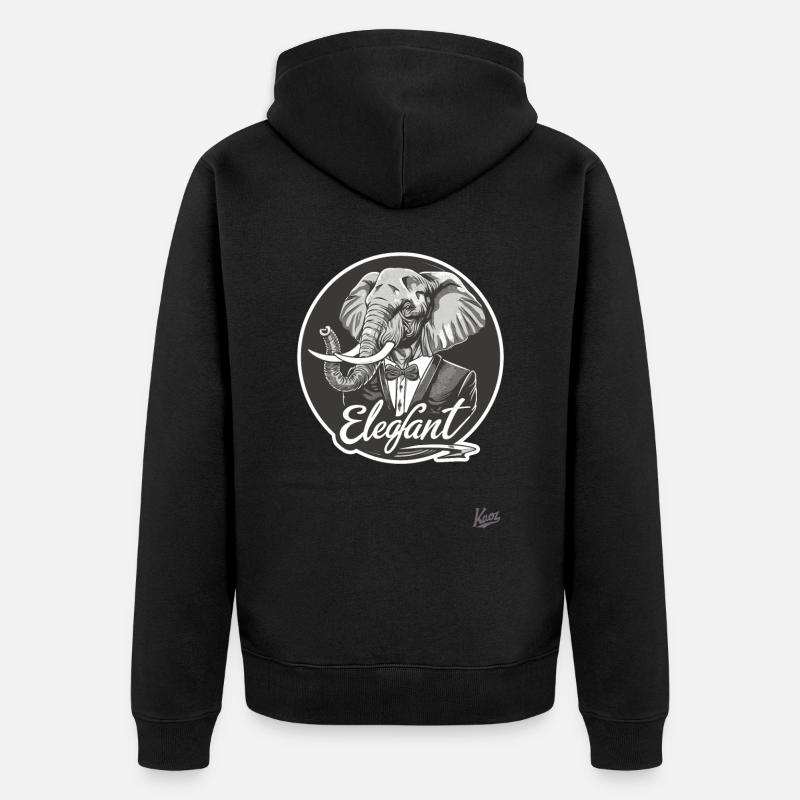 L’éléphant Eleg : l’éléphant élégant - Veste à capuche bio Premium Unisexe - noir