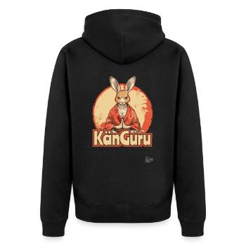 Kän Guru : Le gourou kangourou, méditation et yoga - Veste à capuche bio Premium Unisexe - noir - Dos - Nico (187cm)