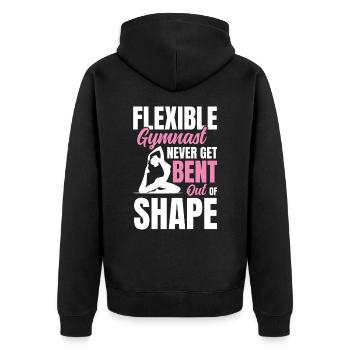 Flexible Gymnast Never Get Bent Out Of Shape - Unisex Premium Bio Zip Hoodie - Schwarz - Hinten - Nico (187cm)