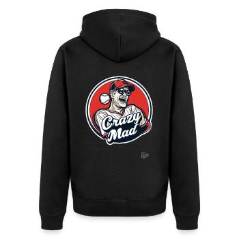 Crazy Mad, the crazy and insane - Unisex Premium Organic Zip Hoodie - black - Back - Nico (187cm)
