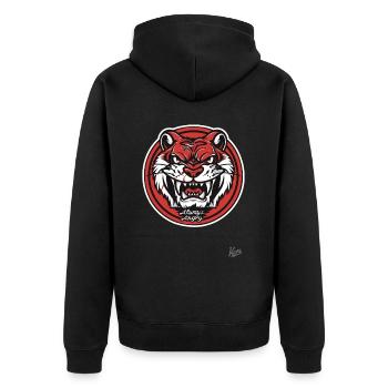 Dieser alberne Tiger ist immer wütend - Unisex Premium Bio Zip Hoodie - Schwarz - Hinten - Nico (187cm)