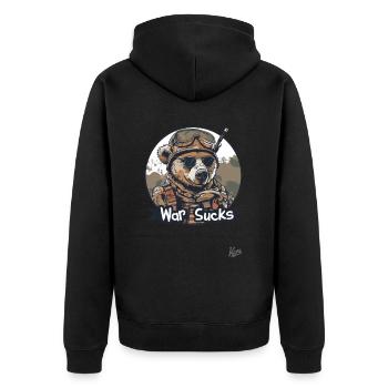 Cool soldier bear the bear-soldier : la guerre est stupide - Veste à capuche bio Premium Unisexe - noir - Dos - Nico (187cm)