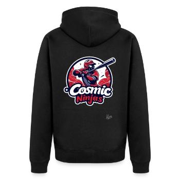 Équipe de baseball ninja cosmique - Veste à capuche bio Premium Unisexe - noir - Dos - Nico (187cm)