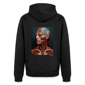 Die Anatomie des menschlichen Körpers und Kopfes - Unisex Premium Bio Zip Hoodie - Schwarz - Hinten - Nico (187cm)