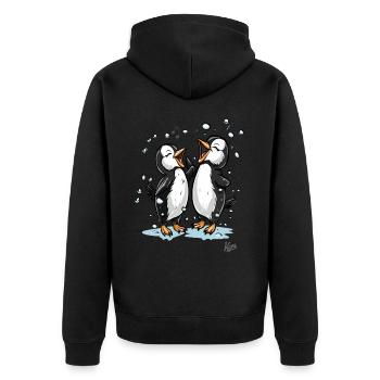 Chanter des petits pingouins heureux - Veste à capuche bio Premium Unisexe - noir - Dos - Nico (187cm)