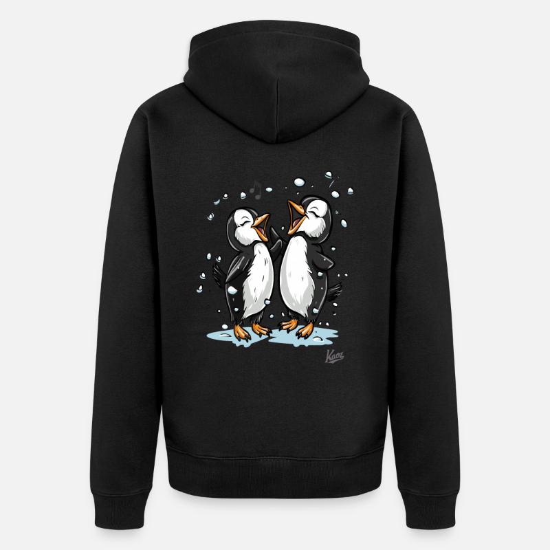 Chanter des petits pingouins heureux - Veste à capuche bio Premium Unisexe - noir