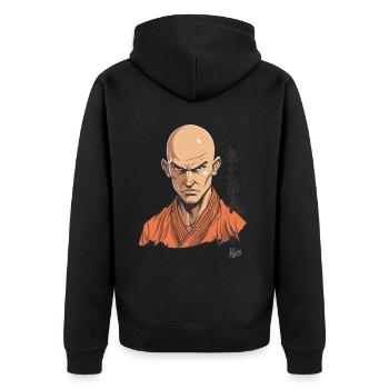 Falscher Shaolin-Mönch: Martial Arts Parodie - Unisex Premium Bio Zip Hoodie - Schwarz - Hinten - Nico (187cm)
