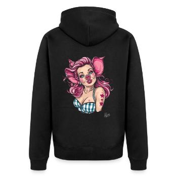 Pin-up et cochon cochon - Veste à capuche bio Premium Unisexe - noir - Dos - Nico (187cm)