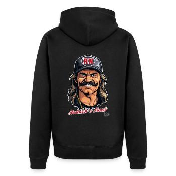 Trucker Bauer : mulet et moustache, le meilleur - Veste à capuche bio Premium Unisexe - noir - Dos - Nico (187cm)