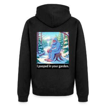 bigfood pooped - funny bigfoot meme - funny quote - Unisex Premium Bio Zip Hoodie - Schwarz - Hinten - Nico (187cm)