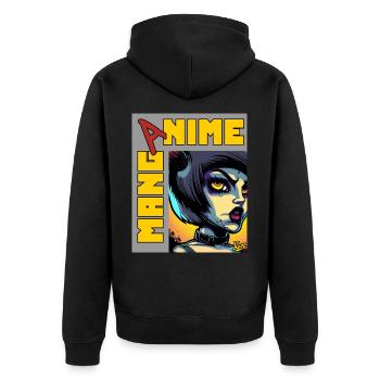 Anime Manga Fantasie Kreatur Mädchen - Unisex Premium Bio Zip Hoodie - Schwarz - Hinten - Nico (187cm)