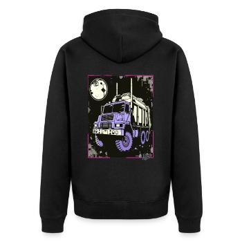 Super Cooler Müllwagen Container Truck - Unisex Premium Bio Zip Hoodie - Schwarz - Hinten - Nico (187cm)