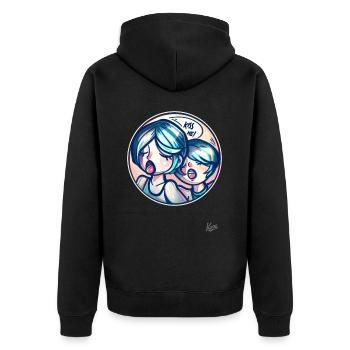 Küss mich, Schatz, ich will dich! - Unisex Premium Bio Zip Hoodie - Schwarz - Hinten - Nico (187cm)