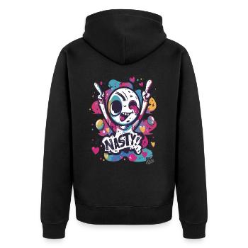 Super fieses mieses lustiges Graffiti-Männchen - Unisex Premium Bio Zip Hoodie - Schwarz - Hinten - Nico (187cm)