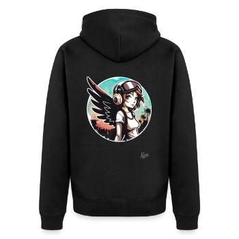 Fille alternative cool avec des ailes d’ange - Veste à capuche bio Premium Unisexe - noir - Dos - Nico (187cm)