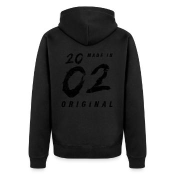Fabriqué en 2002 Original Anniversaire Grunge En Détresse - Veste à capuche bio Premium Unisexe - noir - Dos - Nico (187cm)