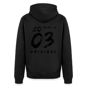 Made In 2003 Original Birthday Grunge Distressed - Unisex Premium Organic Zip Hoodie - black - Back - Nico (187cm)