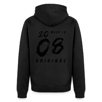 Made In 2008 Original Birthday Grunge Distressed - Unisex Premium Organic Zip Hoodie - black - Back - Nico (187cm)