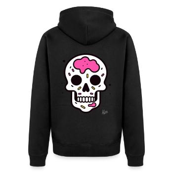 Pop Art Dessin Animé Crâne Crâne - Veste à capuche bio Premium Unisexe - noir - Dos - Nico (187cm)