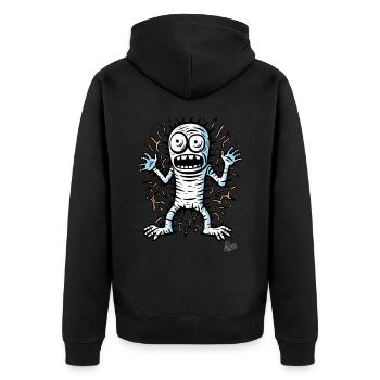 Pop Art : Monstre momie de dessin animé effrayé - Veste à capuche bio Premium Unisexe - noir - Dos - Nico (187cm)