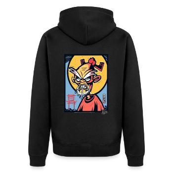 Vieux Dessin Animé Japonais En Colère Grand-Père Samouraï - Veste à capuche bio Premium Unisexe - noir - Dos - Nico (187cm)