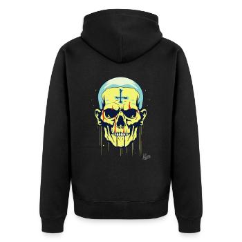 Un crâne de dessin animé cool - Veste à capuche bio Premium Unisexe - noir - Dos - Nico (187cm)