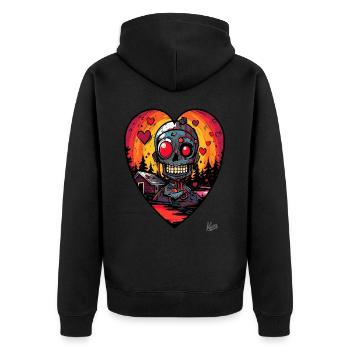 Ein Herz für Camping-Sumpf-Cyborg-Roboter - Unisex Premium Bio Zip Hoodie - Schwarz - Hinten - Nico (187cm)