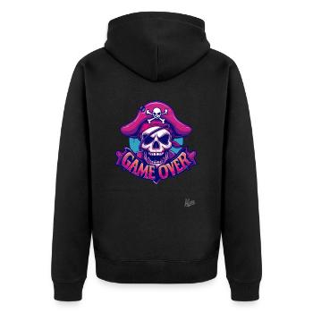 Skull Pirate: Game Over - Unisex Premium Organic Zip Hoodie - black - Back - Nico (187cm)