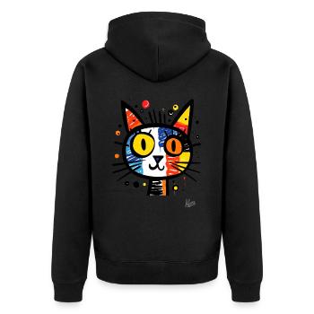Colorful Abstract Artistic Cats Portrait - Unisex Premium Organic Zip Hoodie - black - Back - Nico (187cm)