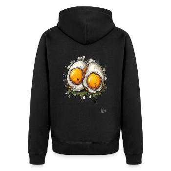 Œufs au plat, 2 fois œuf dégoûtant à la coque - Veste à capuche bio Premium Unisexe - noir - Dos - Nico (187cm)