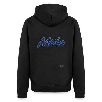 Moin! Frische Designs für coole Klamotten - Unisex Premium Bio Zip Hoodie - Schwarz - Hinten - Nico (187cm)