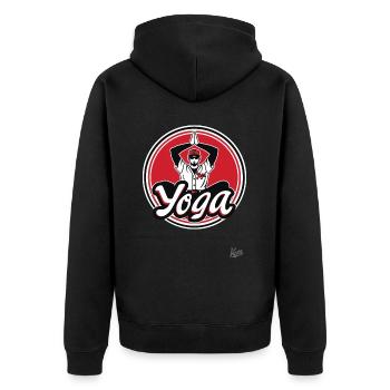 Retro Vintage Baseball Yogi Yoga - Unisex Premium Bio Zip Hoodie - Schwarz - Hinten - Nico (187cm)
