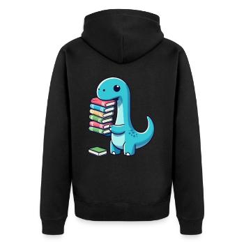Reading Books Dinosaur Book Book Lover - Unisex Premium Organic Zip Hoodie - black - Back - Nico (187cm)