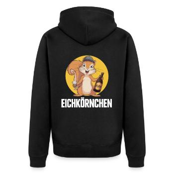 Eichkörnchen Eichhörnchen mit Korn - Unisex Premium Bio Zip Hoodie - Schwarz - Hinten - Nico (187cm)