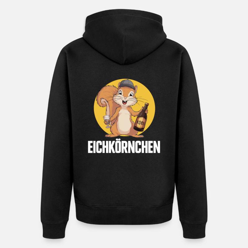 Eichkörnchen Eichhörnchen mit Korn - Unisex Premium Bio Zip Hoodie - Schwarz