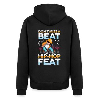 Don't Miss A Beat Hip Hop Feat - Unisex Premium Bio Zip Hoodie - Schwarz - Hinten - Nico (187cm)