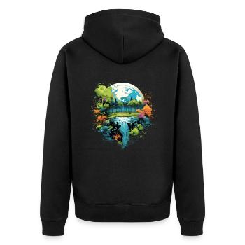 Respektier Muttererde Unseren Planeten Natur - Unisex Premium Bio Zip Hoodie - Schwarz - Hinten - Nico (187cm)