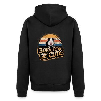 Born To Be Cute Meerschweinchen - Unisex Premium Bio Zip Hoodie - Schwarz - Hinten - Nico (187cm)