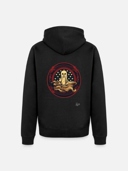 Patriotic Ghost - Unisex Premium Organic Zip Hoodie - black