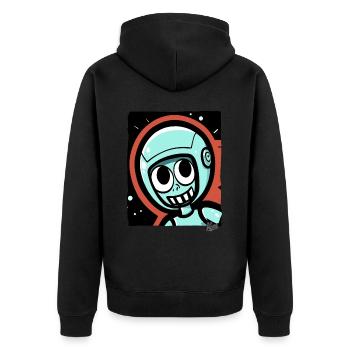 Funny Astronaut Explorer Cartoon - Unisex Premium Bio Zip Hoodie - Schwarz - Hinten - Nico (187cm)