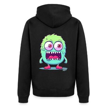 Süßes und Lustiges Monster - Unisex Premium Bio Zip Hoodie - Schwarz - Hinten - Nico (187cm)