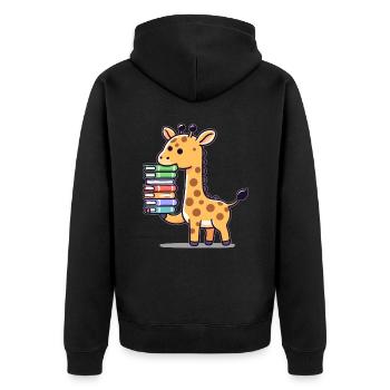 Reading Books Giraffe Book Book Lover - Unisex Premium Organic Zip Hoodie - black - Back - Nico (187cm)