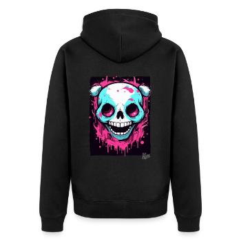 Fluffy, Happy, Scary Animal Skull - Unisex Premium Organic Zip Hoodie - black - Back - Nico (187cm)