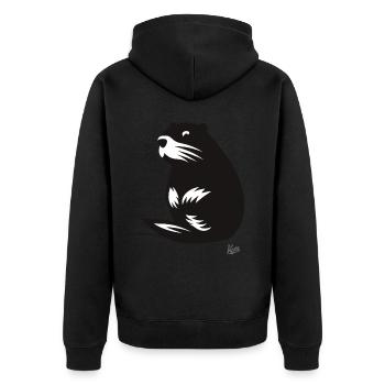 Ein einfacher Bieber - Unisex Premium Bio Zip Hoodie - Schwarz - Hinten - Nico (187cm)
