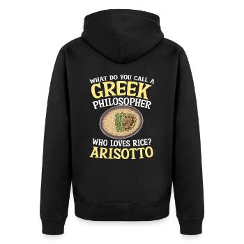 Greek Philosopher Who Loves Rice Arisotto - Unisex Premium Bio Zip Hoodie - Schwarz - Hinten - Nico (187cm)
