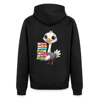 Reading Books Strauss Book Book Lover - Unisex Premium Organic Zip Hoodie - black - Back - Nico (187cm)