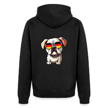 Bulldog with sunglasses Germany Football - Unisex Premium Organic Zip Hoodie - black - Back - Nico (187cm)