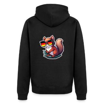 Squirrel Germany Football - Unisex Premium Organic Zip Hoodie - black - Back - Nico (187cm)