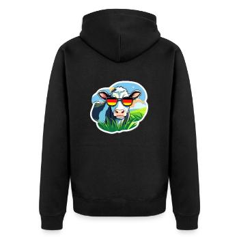 Kuh mit Sonnenbrille Deutschland Fußball Fan - Unisex Premium Bio Zip Hoodie - Schwarz - Hinten - Nico (187cm)