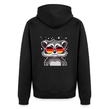 Raccoon with sunglasses Germany Football - Unisex Premium Organic Zip Hoodie - black - Back - Nico (187cm)